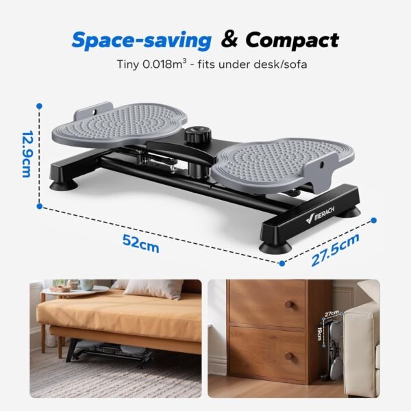 Sukamoji Twist Board treniruočių lenta su pasipriešinimo gumomis, juoda – MERACH