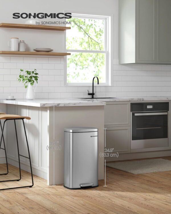 71cM7XiHPUL._SL1500_ Nauja metalinė šiukšliadėžė, nerūdijančio plieno 30 L Songmics