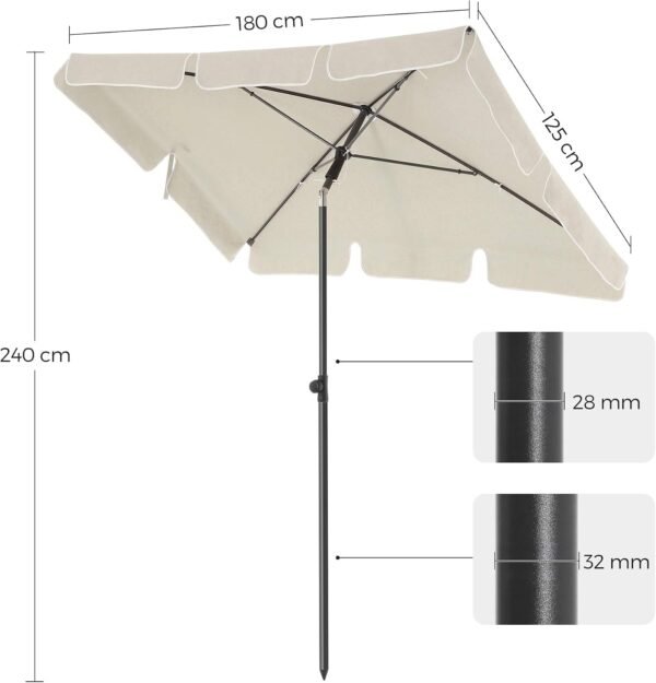 EKSPOZICINĖ PREKĖ Stačiakampis sodo skėtis 180 × 125 cm su reguliuojamu pasvirimu– SONGMICS