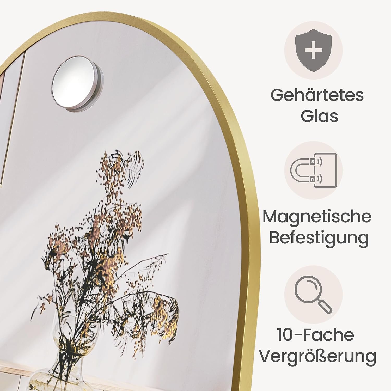 Arkinis viso ūgio veidrodis su atrama, 150 × 40 cm, aukso spalvos – SONGMICS - Image 5