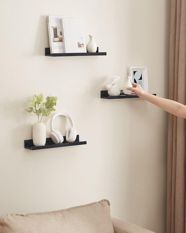 Naujų sieninių lentynėlių rinkinys 3vnt. 3 vnt., 38 cm, juodos – SONGMICS