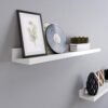 Sieninės lentynos, 2 vnt., 60 cm, baltos, blizgios – SONGMICS