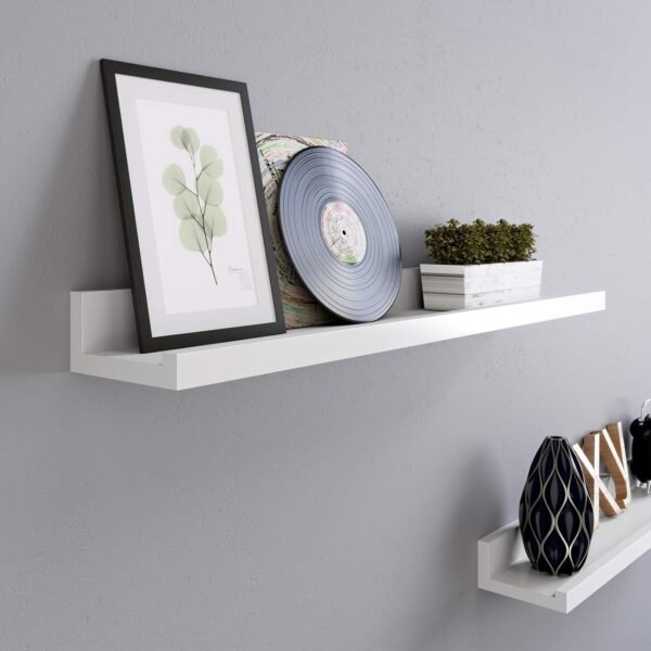 Sieninės lentynos, 2 vnt., 60 cm, baltos, blizgios – SONGMICS