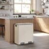 Dviguba šiukšliadėžė rūšiavimui 2 × 30 l su pedalais, kreminė – SONGMICS
