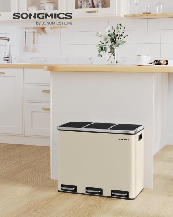Rūšiavimo šiukšliadėžė 3 × 18 l su pedalais, 54 l– SONGMICS
