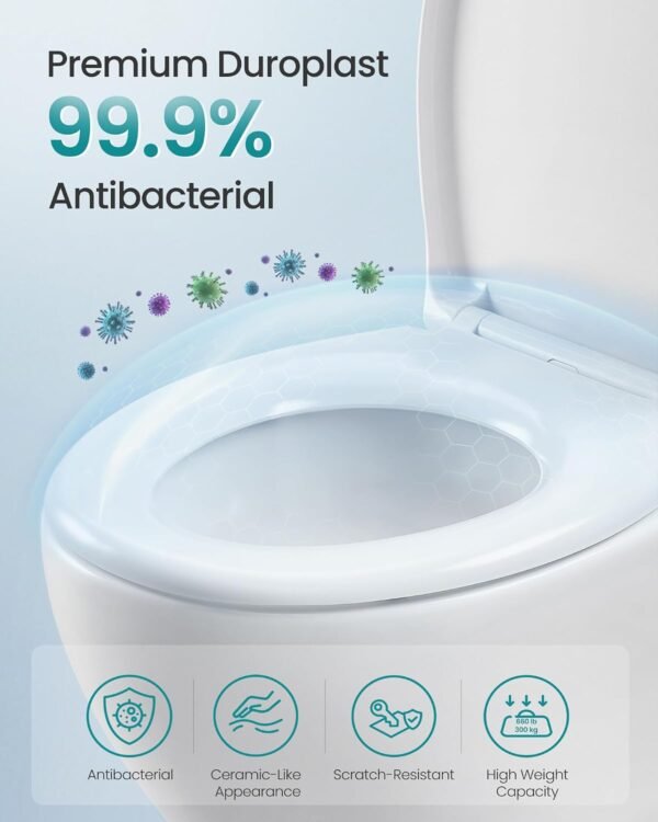 O formos unitazo dangtis su Soft-Close mechanizmu, greitai nuimamas, baltas – SONGMICS