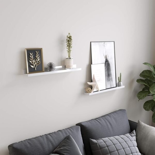 Sieninės lentynos, 2 vnt., 60 cm, baltos, blizgios – SONGMICS
