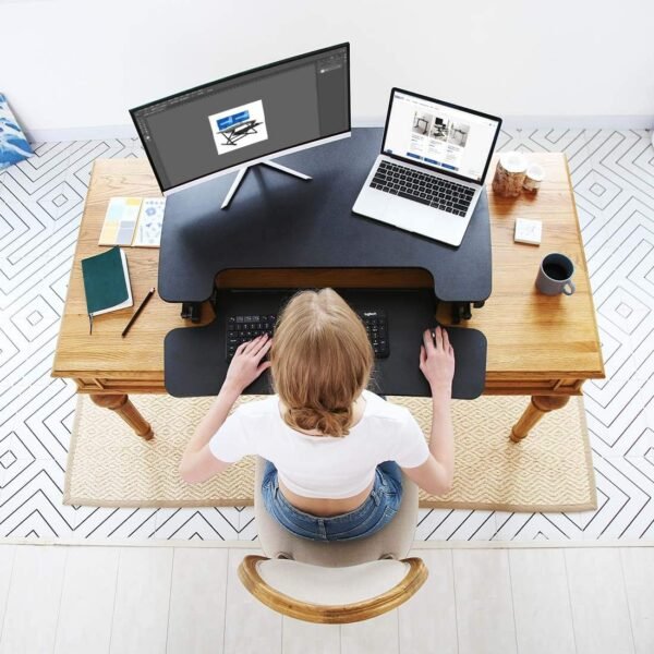 Reguliuojamo aukščio stalo pakyla-konverteris 89 cm, juodas – FlexiSpot M8MB