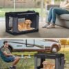 XL sulankstomas transportavimo narvas šunims 91,4 × 63,5 × 63,5 cm, juodas – FEANDREA