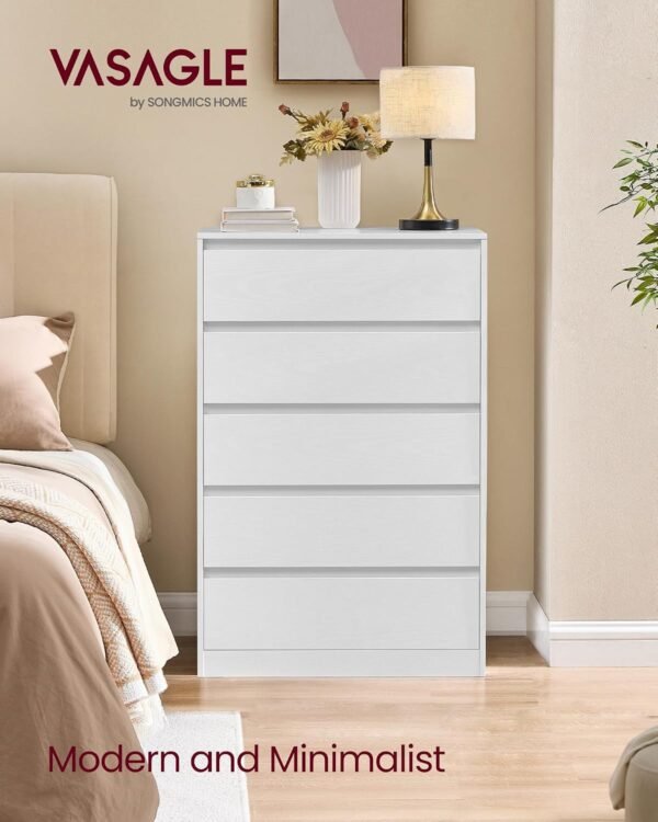 817axDsIV8L._AC_SL1500_ Moderni balta komoda su 5 stalčiais, 60 × 40 × 97,4 cm – VASAGLE