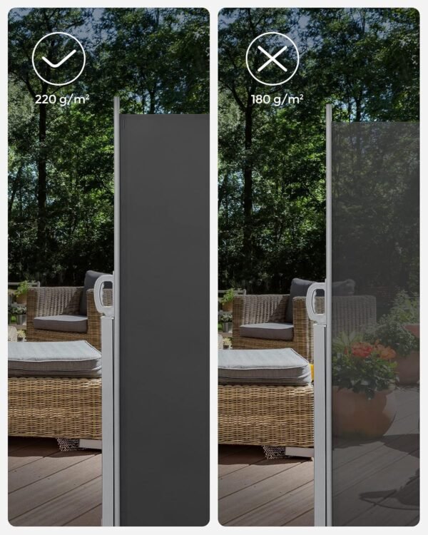 81HS4ALWVeL._AC_SL1500_ EKSPOZICINĖ PREKĖ Ištraukiama šoninė markizė terasai 180 × 300 cm, antracito spalvos – SONGMICS