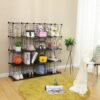 Modulinė metalinė lentyna iš 16 kubų 123 × 31 × 123 cm, juoda SONGMICS
