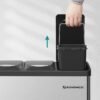 Metalinė rūšiavimo šiukšliadėžė su 3 skyriais ir pedalais, 24 l (3 × 8 l), sidabrinė – SONGMICS