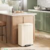 Metalinė šiukšliadėžė su pedalu ir Soft-Close dangčiu, 50 l, kreminė – SONGMICS