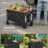 Sulankstomas transportavimo vežimėlis 150 l, iki 120 kg, 4 ratukai, juodas – SONGMICS