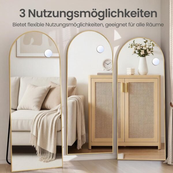 Arkinis viso ūgio veidrodis su atrama, 150 × 40 cm, aukso spalvos – SONGMICS