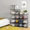 Modulinė metalinė lentyna iš 16 kubų 123 × 31 × 123 cm, juoda SONGMICS