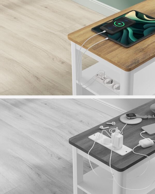 Naktinis staliukas su 2 stalčiais, rozetėmis ir USB, 60 × 35 × 60 cm – VASAGLE