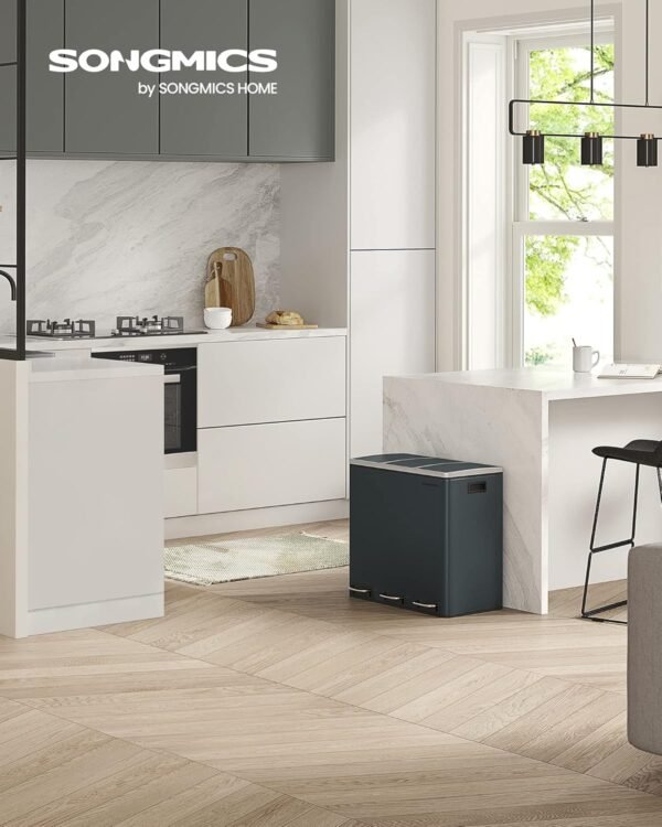 Rūšiavimo šiukšliadėžė 3 × 18 l su pedalais, 54 l– SONGMICS