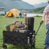 Sulankstomas transportavimo vežimėlis 150 l, iki 120 kg, 4 ratukai, juodas – SONGMICS