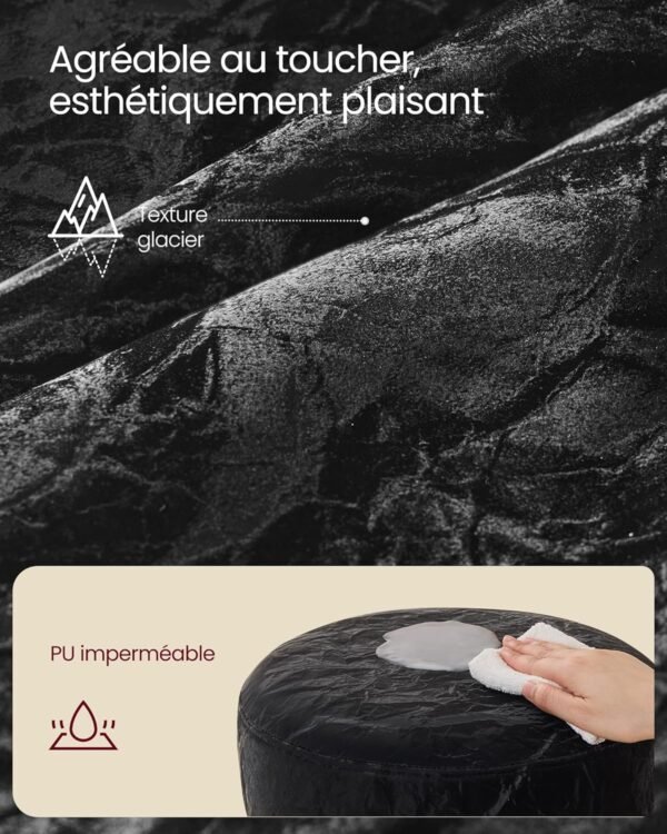Reguliuojamo aukščio pasukama kosmetinė taburetė 44–60 cm, juoda – VASAGLE