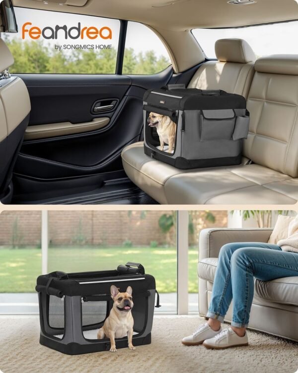 Sulankstomas transportavimo narvas šunims M  60x42x42cm juodas – FEANDREA