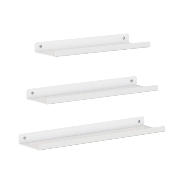 Untitled design Sieninės lentynos metalinės, 3 vnt., 38 cm, baltos – SONGMICS