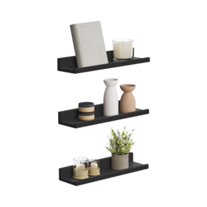 Naujų sieninių lentynėlių rinkinys 3vnt. 3 vnt., 38 cm, juodos – SONGMICS