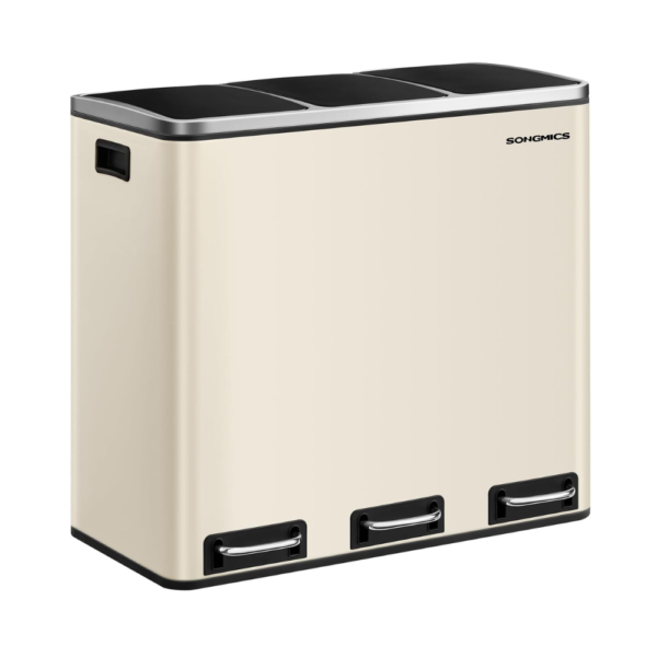 Rūšiavimo šiukšliadėžė 3 × 18 l su pedalais, 54 l– SONGMICS