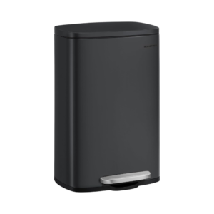 Untitled design Metalinė šiukšliadėžė 50 l su pedalu, juoda – SONGMICS