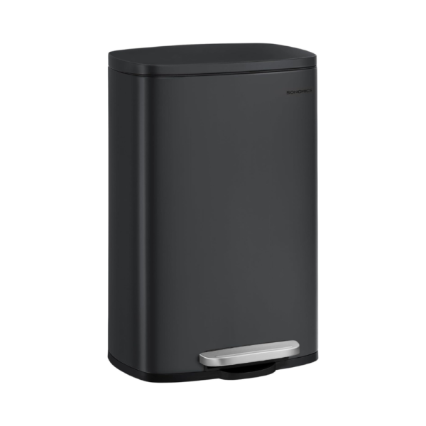 Untitled design Metalinė šiukšliadėžė 50 l su pedalu, juoda – SONGMICS