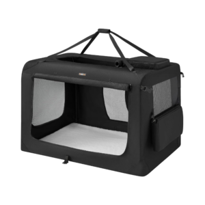 XXXXL sulankstomas transportavimo narvas šunims 122 × 79 × 79 cm, juodas – FEANDREA