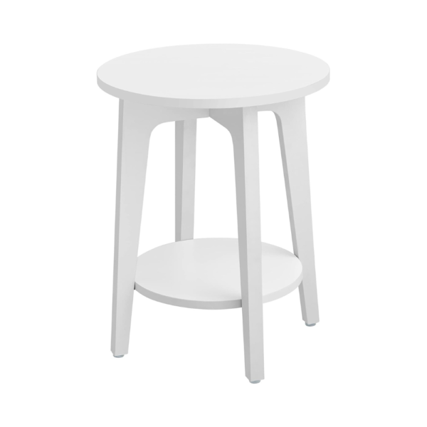 Apvalus šoninis staliukas su lentyna Ø40 × 50 cm, baltas – VASAGLE