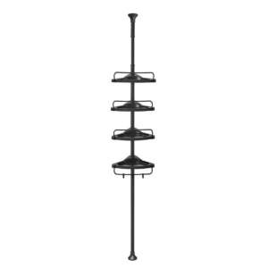 EKSPOZICINĖ Teleskopinė kampinė dušo lentyna su 4 lentynėlėmis, 85–305 cm, juoda – SONGMICS