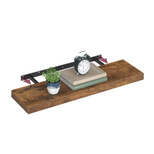 Pakabinama plaukiojanti sieninė lentyna 80 × 20 cm, ruda – VASAGLE