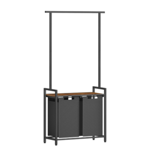 Skalbinių rūšiavimo krepšys 2 × 46 l su lentyna ir drabužių kabykla, 177 cm – VASAGLE