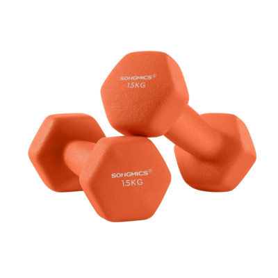 Hantelių rinkinys 2 × 1,5 kg, šešiakampiai su neopreno danga – SONGMICS