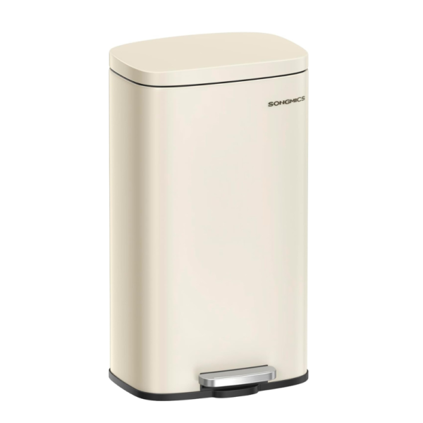 Metalinė šiukšliadėžė su pedalu ir Soft-Close dangčiu, 30 l, smėlio spalvos – SONGMICS