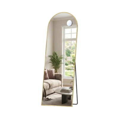 Arkinis viso ūgio veidrodis su atrama, 150 × 40 cm, aukso spalvos – SONGMICS