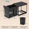Ištraukiama rūšiavimo šiukšliadėžė spintelei 2 × 20 l, juoda – SONGMICS