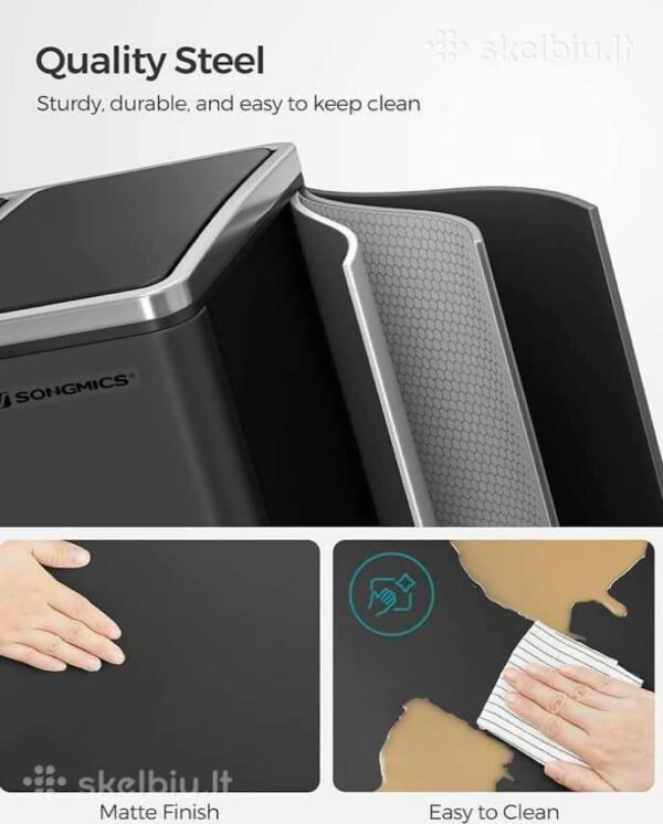 nauja-rusiavimo-siuksliu-deze-siuksline-songmics-4256160791 Rūšiavimo šiukšliadėžė 3 × 18 l su pedalais, 54 l– SONGMICS