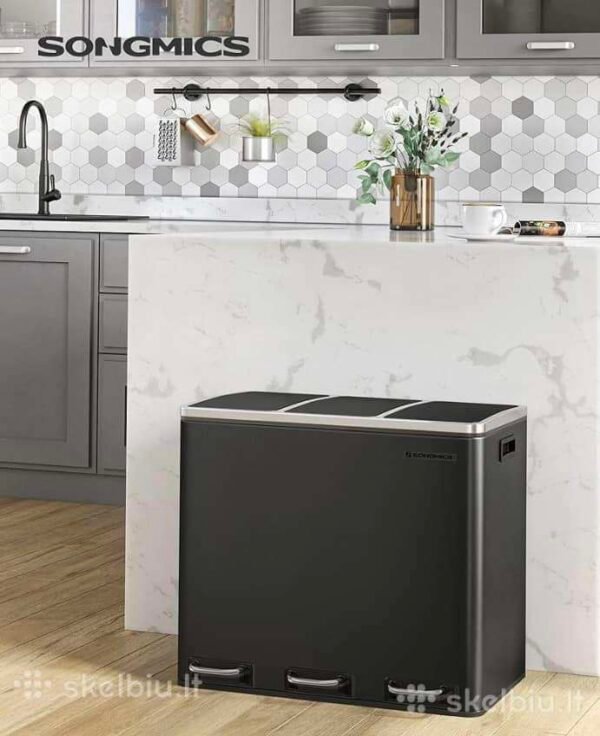 nauja-rusiavimo-siuksliu-deze-siuksline-songmics-4256160853 Rūšiavimo šiukšliadėžė 3 × 18 l su pedalais, 54 l– SONGMICS