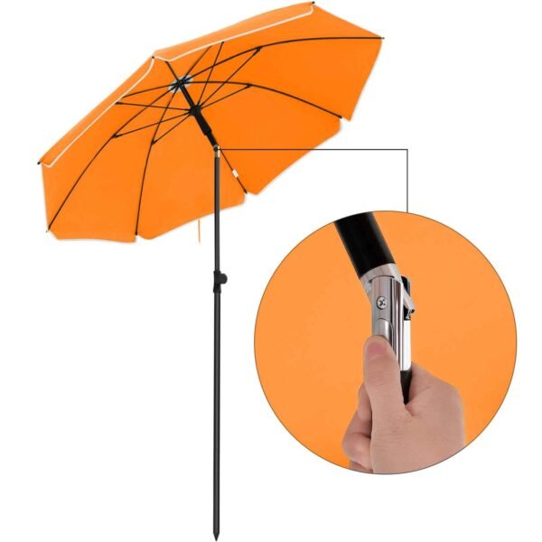 songmics-sketis-160-cm_byKC8Hb Paplūdimio, sodo skėtis Ø 160 cm su reguliuojamu pasvirimu oranžinis – SONGMICS