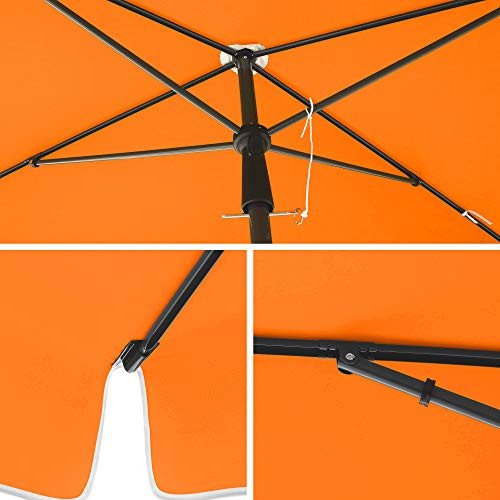 Stačiakampis sodo skėtis 200 × 125 cm su reguliuojamu pasvirimu– SONGMICS