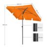 Stačiakampis sodo skėtis 200 × 125 cm su reguliuojamu pasvirimu– SONGMICS