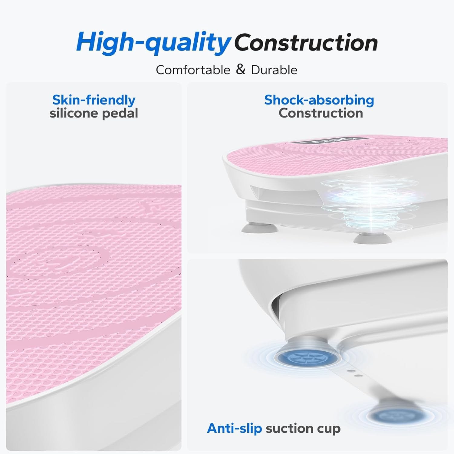 Mini vibrotreniruoklis su pulteliu, 100 W, rožinė / balta – MERACH - Image 2