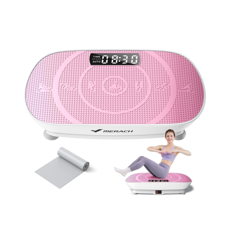 Mini vibrotreniruoklis su pulteliu, 100 W, rožinė / balta – MERACH