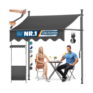 Prispaudžiama balkono markizė be gręžimo, 250 cm, antracito – KESSER